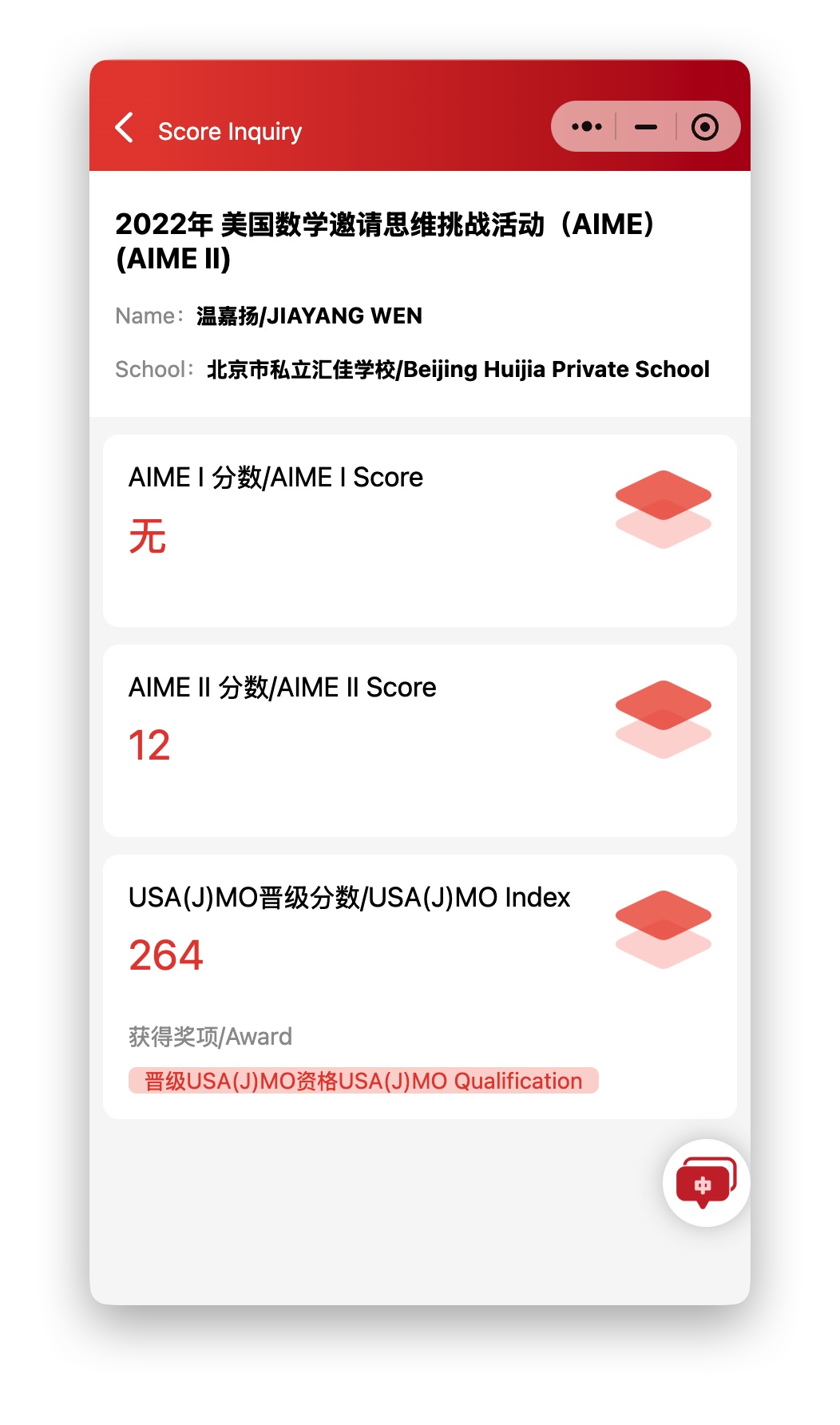 AIME II score and USA(J)MO qualification proof